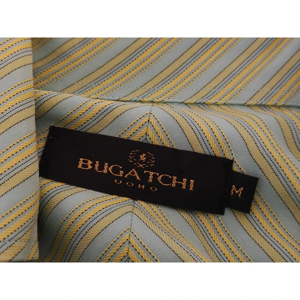 Bugatchi‎ Uomo Mens Green Yellow Striped Long Sleeve Button Down Shirt Size M